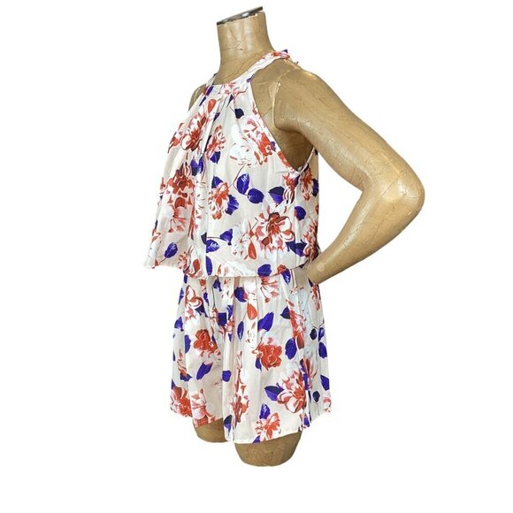 Floral Print 2-Piece Set Flowy Cropped Halter Top and Shorts Sz M  19578 - Picture 4 of 6